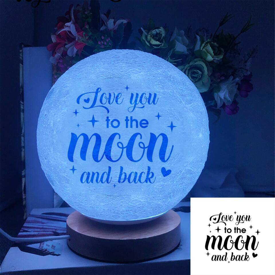 Personalized Valentine Gifts - Love You to The Moon and Back - Personalized Moon Lamp - Custom Image & Names - Couple Present