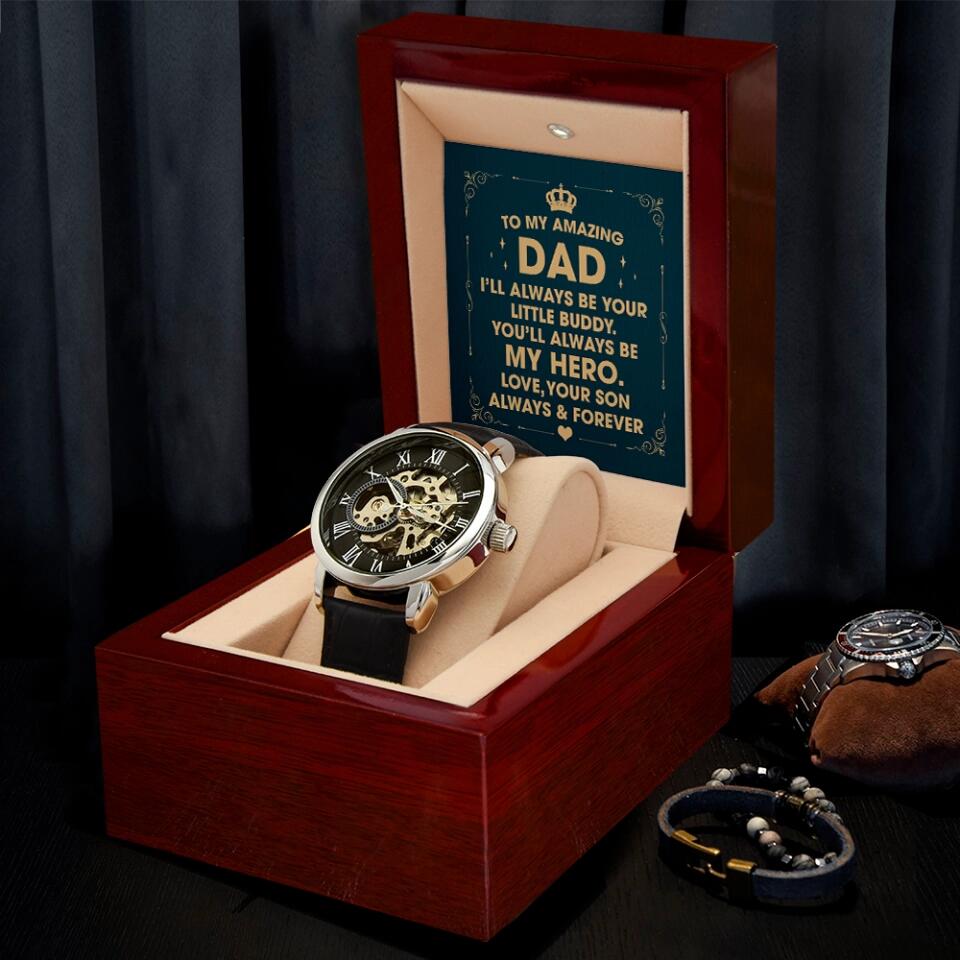 To My Amazing Dad I'll Always Be Your Little Buddy Personalized Watch