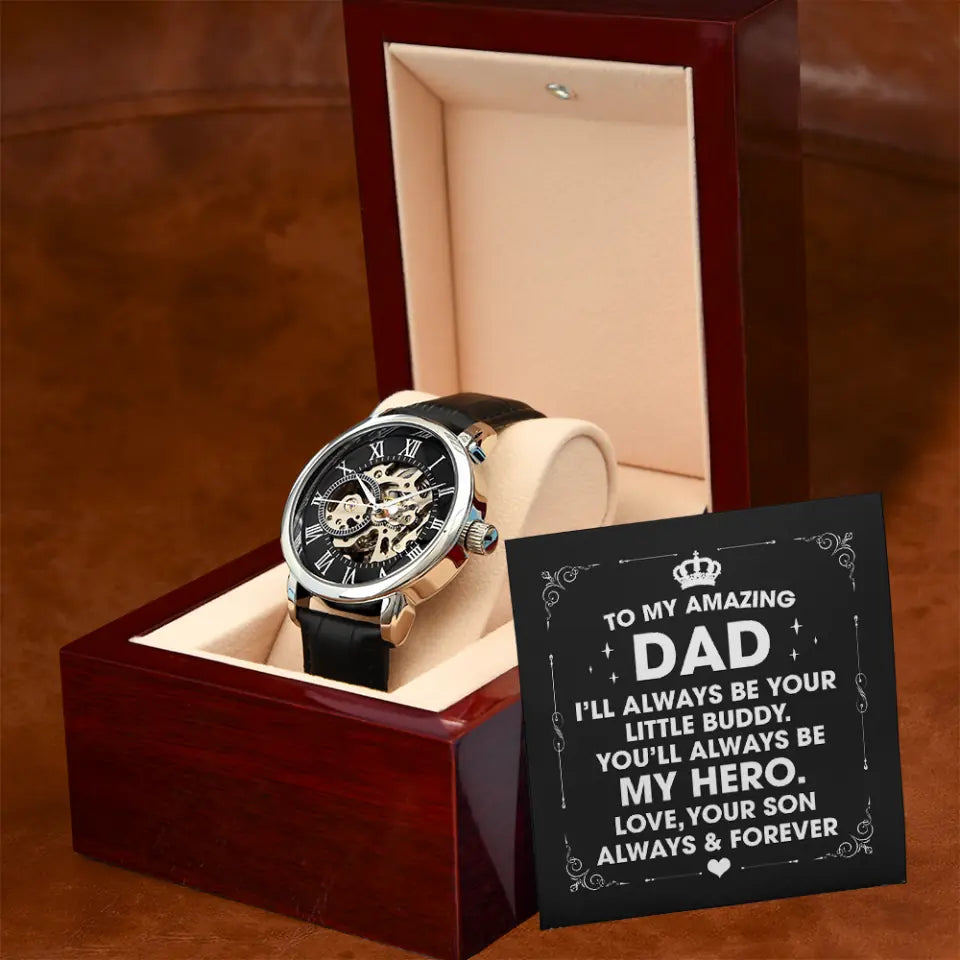 To My Amazing Dad I&#39;ll Always Be Your Little Buddy You&#39;ll Always Be My Hero - Men&#39;s Luxury Watch - Jewelry - Best Birthday Anniversary Gift for Daddy - Father&#39;s Day Gift - from Son Daughter - 212ICNNPWA351