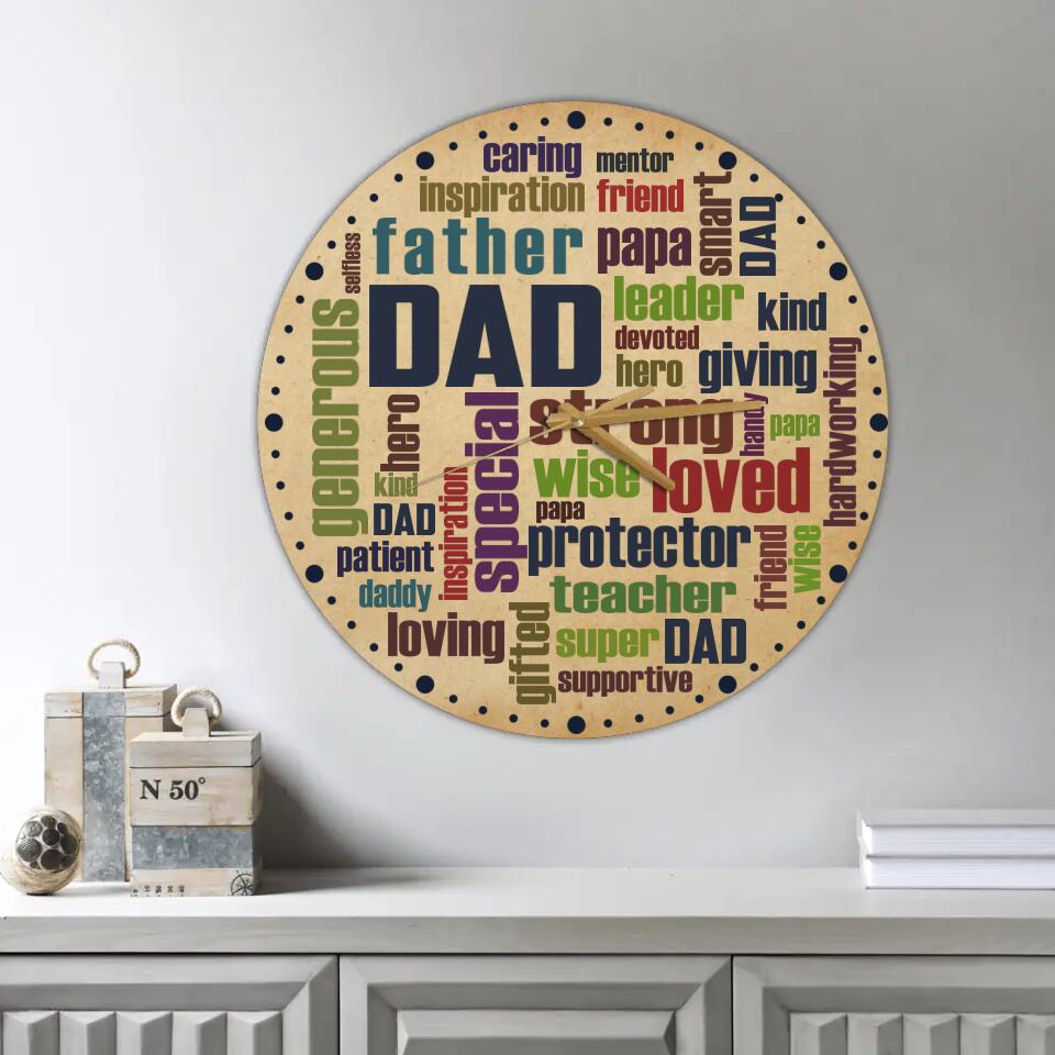 Dad Description Characters - Wall Clock Wall Art Home Decor - Best Gifts For Dad On Father's day Birthdays - 212IHPLNWC616