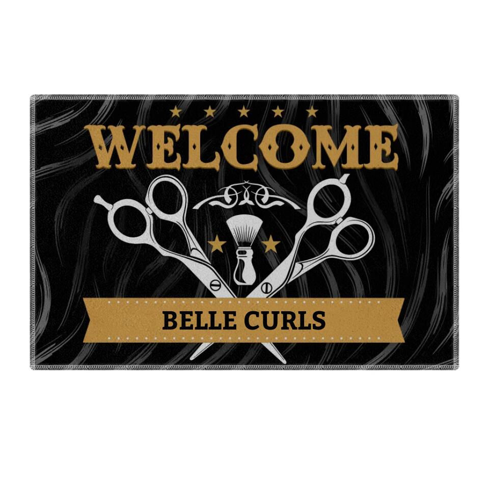 Welcome With Scissors Personalized Doormat