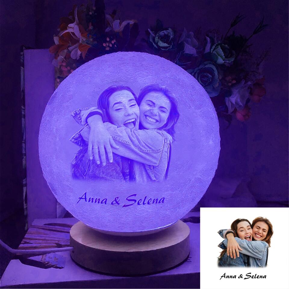 To My Best Friend Good Friends Are Like Stars You Are Irreplaceable - Moon Lamp - Custom Names & Photo - Personalized Upload Image - Best Gift for Bestie BFF - Friendship Anniversary Present - 212ICNNPLL323