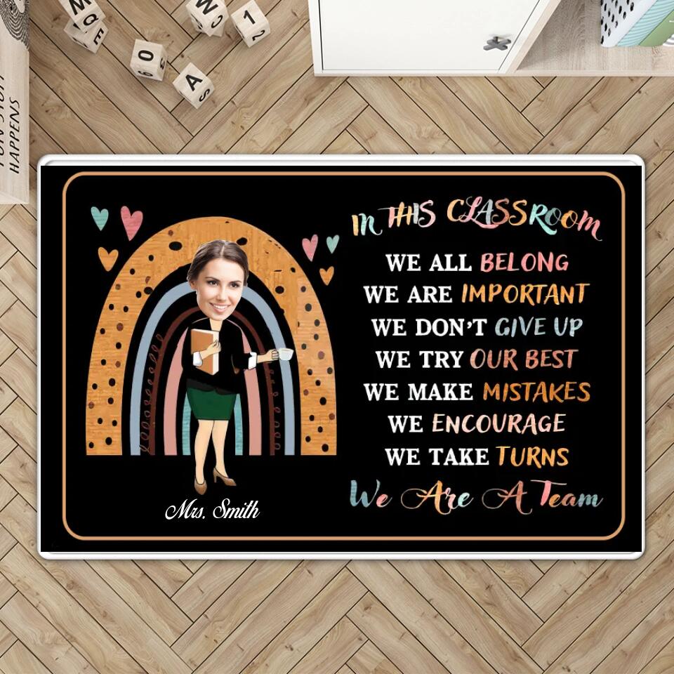 In This Classroom We Are A Team Personalized Doormat Gift For Teacher