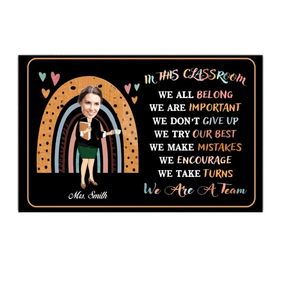 In This Classroom We Are A Team Personalized Doormat Gift For Teacher