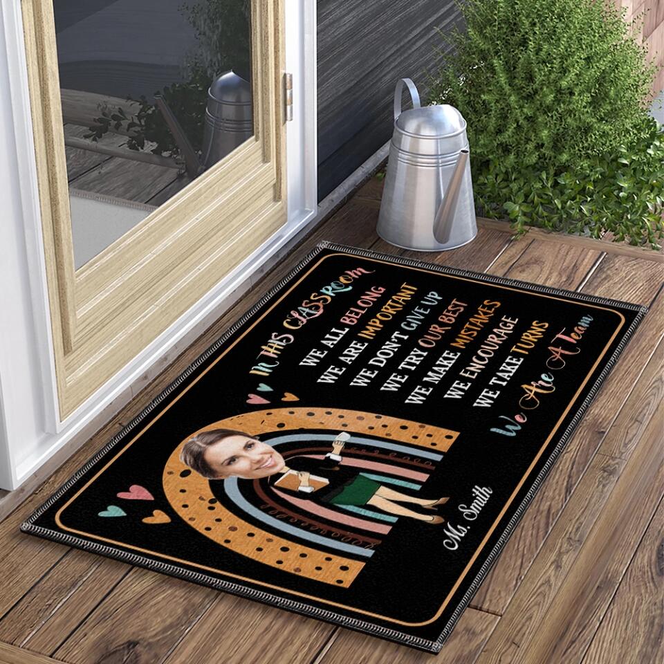 In This Classroom We Are A Team Personalized Doormat Gift For Teacher