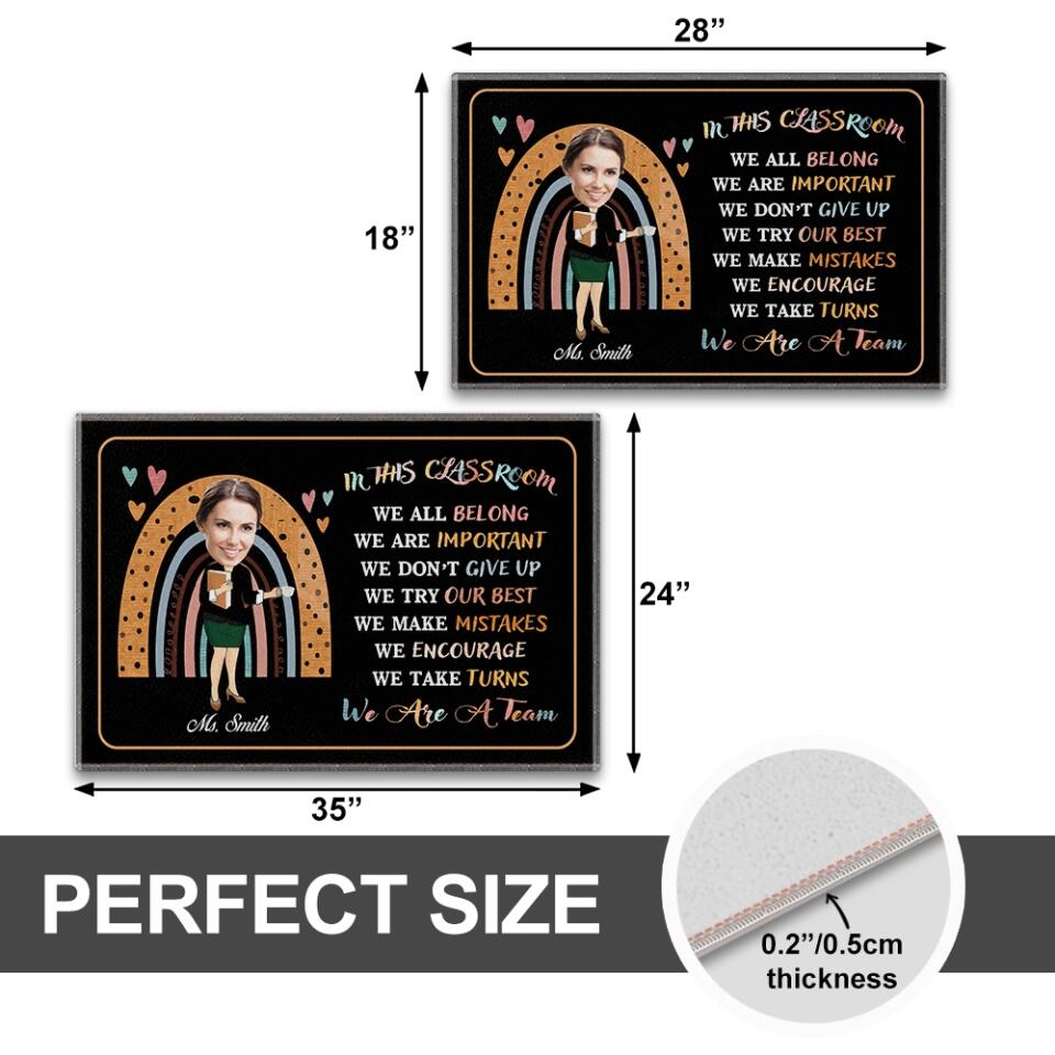 In This Classroom We Are A Team Personalized Doormat Gift For Teacher
