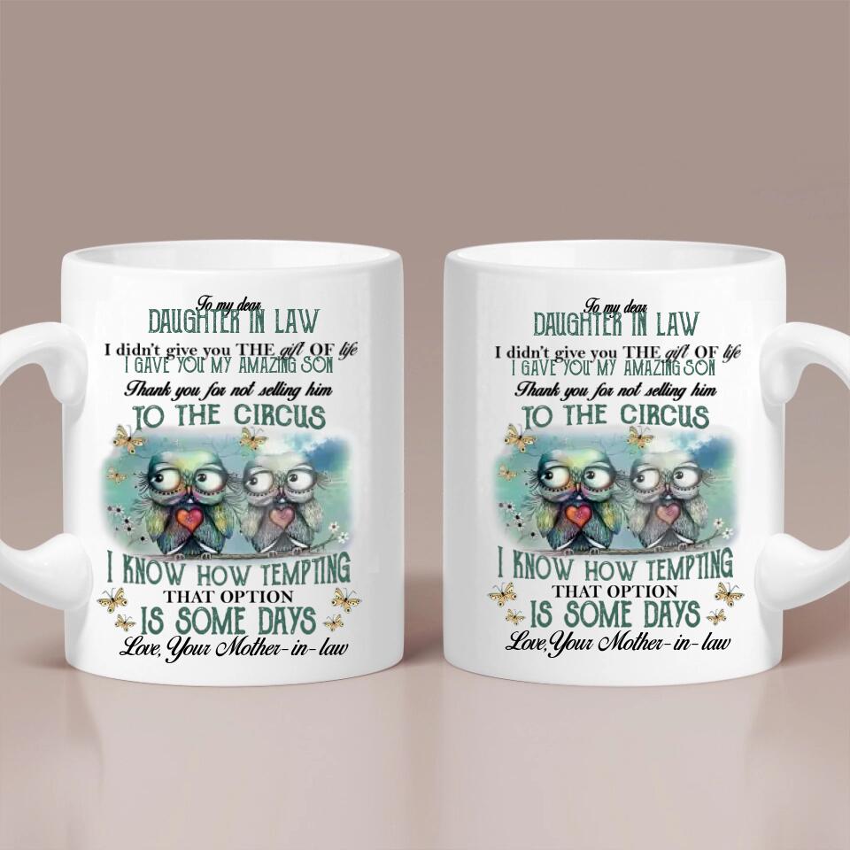 Owls To My Dear Daughter-in-law from Mother-in-law - White Mug - 11oz 15oz Ceramic Mugs - Coffee Tea Cup - Best Gift for Daughter-in-law - Wedding Party Gifts - 212ICNVSMU369