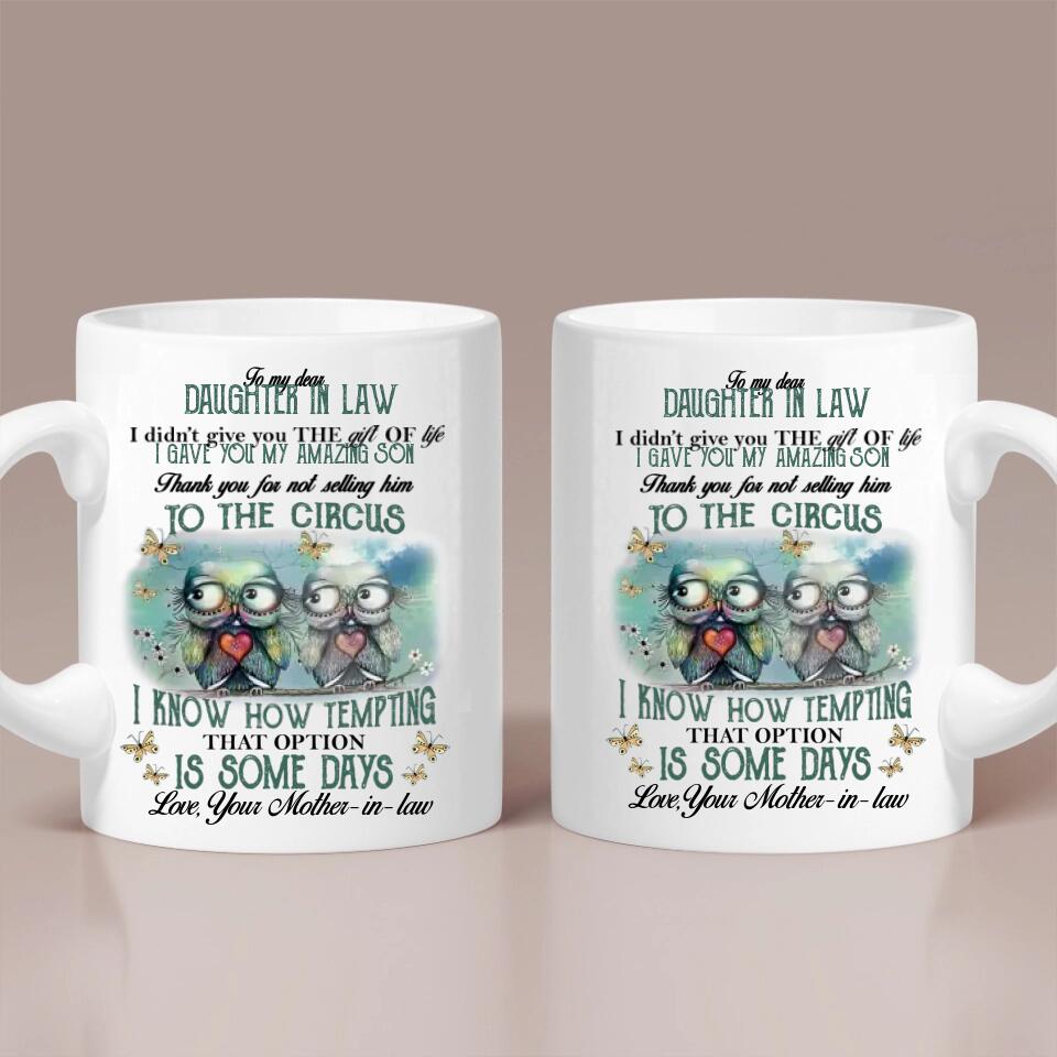 Owls To My Dear Daughter-in-law from Mother-in-law - Personalized White Mug