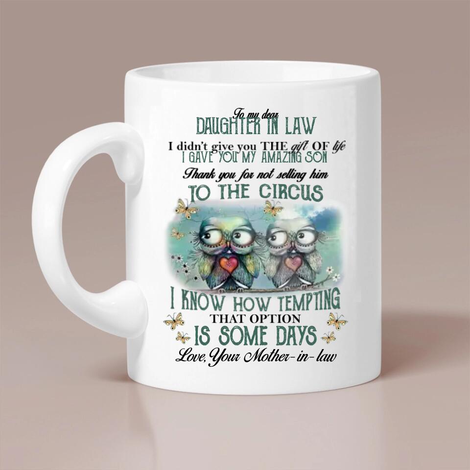 Owls To My Dear Daughter-in-law from Mother-in-law - Personalized White Mug