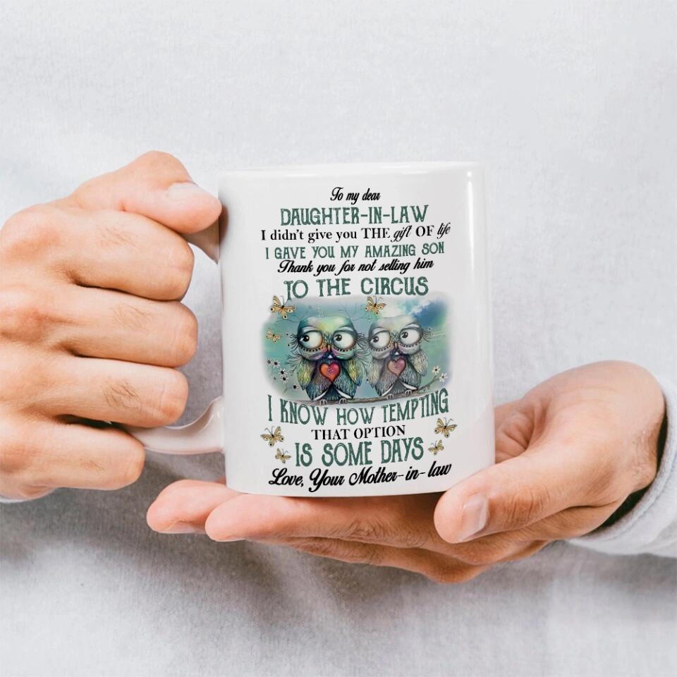 Owls To My Dear Daughter-in-law from Mother-in-law - Personalized White Mug