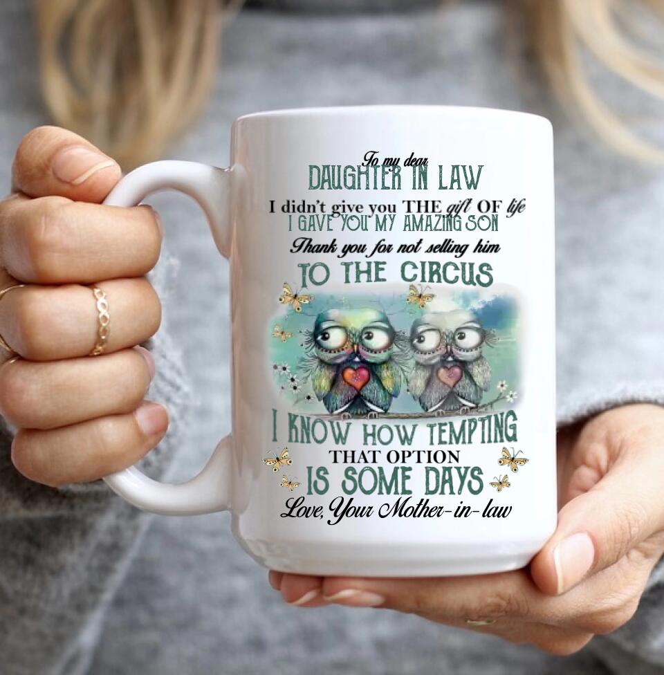 Owls To My Dear Daughter-in-law from Mother-in-law - White Mug - 11oz 15oz Ceramic Mugs - Coffee Tea Cup - Best Gift for Daughter-in-law - Wedding Party Gifts - 212ICNVSMU369