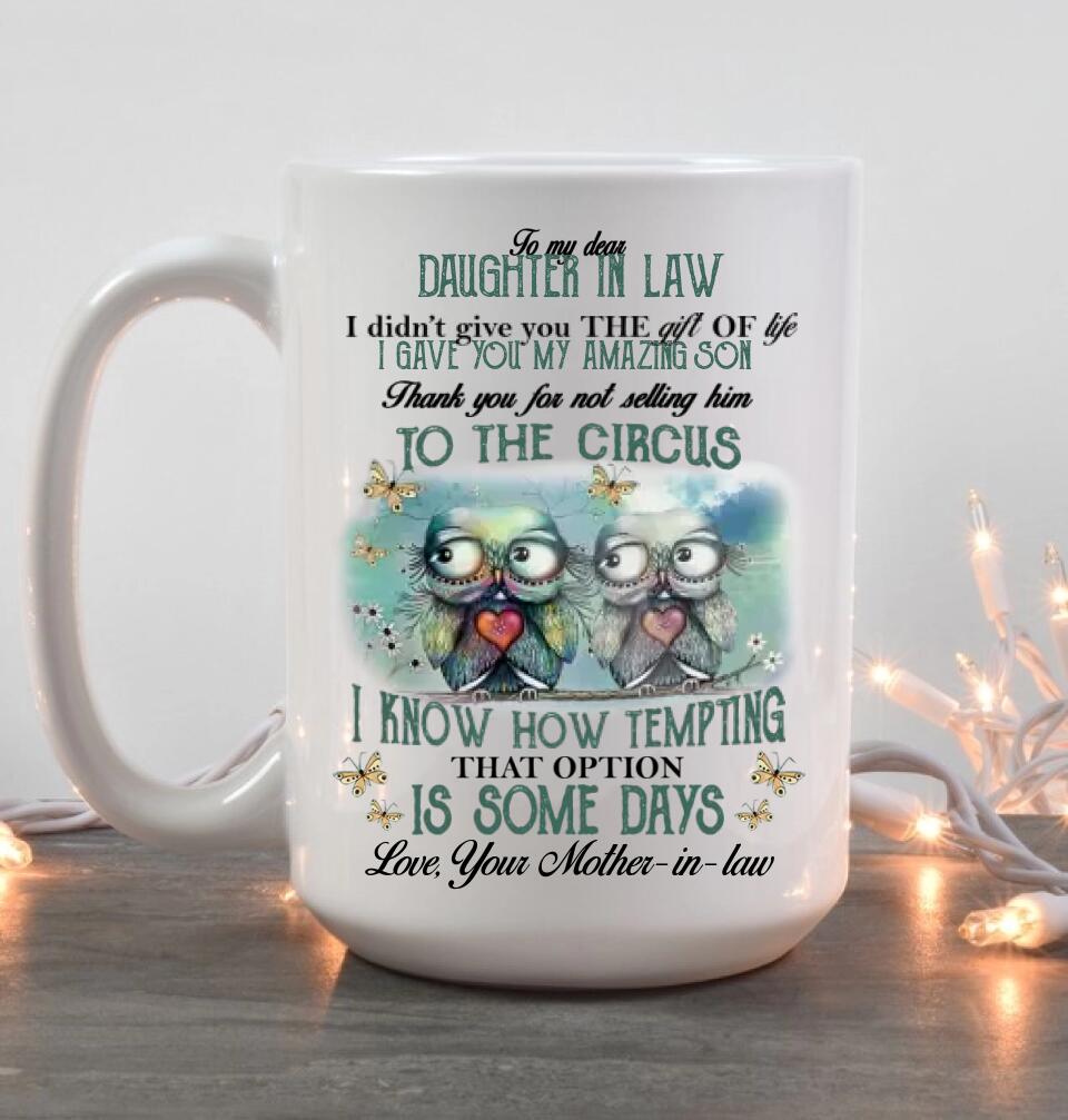 Owls To My Dear Daughter-in-law from Mother-in-law - Personalized White Mug