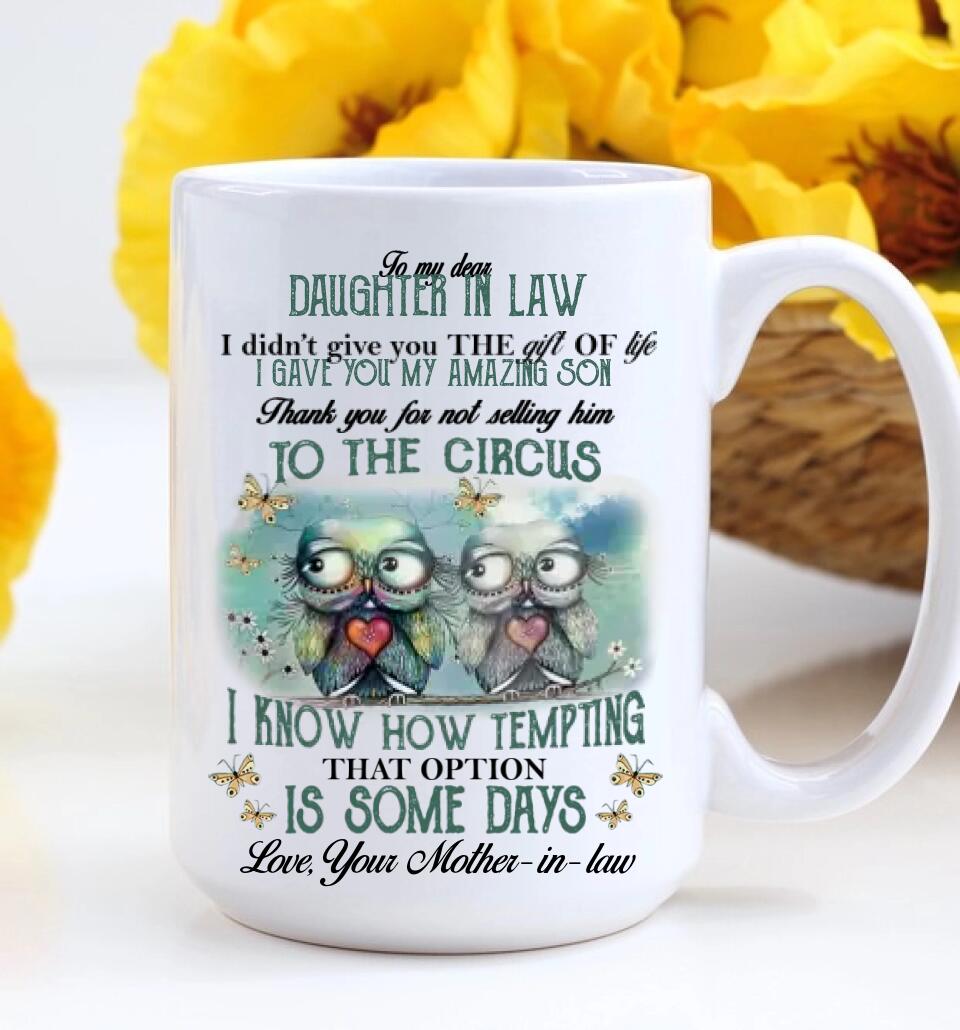 Owls To My Dear Daughter-in-law from Mother-in-law - Personalized White Mug