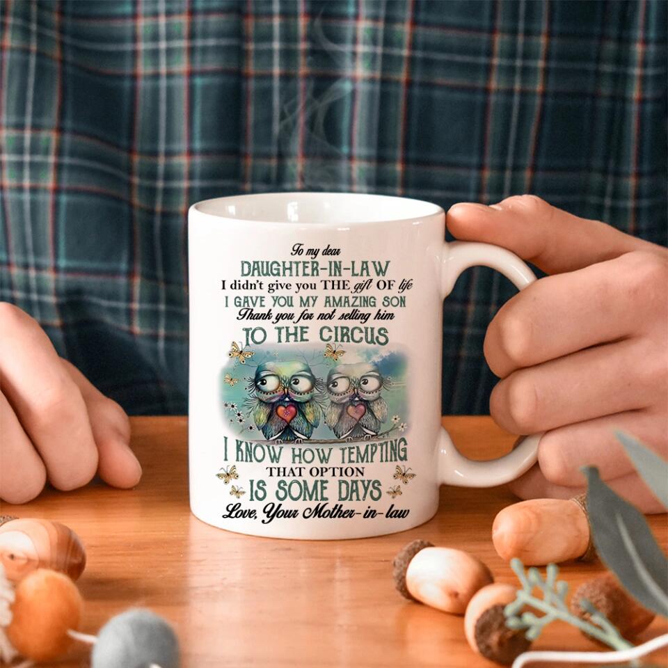 Owls To My Dear Daughter-in-law from Mother-in-law - Personalized White Mug