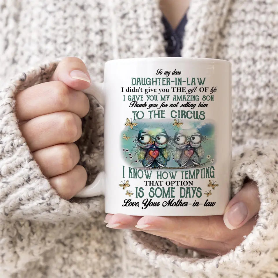 Owls To My Dear Daughter-in-law from Mother-in-law - Personalized White Mug