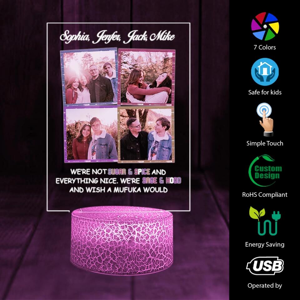 We're not Sugar & Spice and Everything Nice - Personalized Photo Printed Night Light - Gift For Best Friend