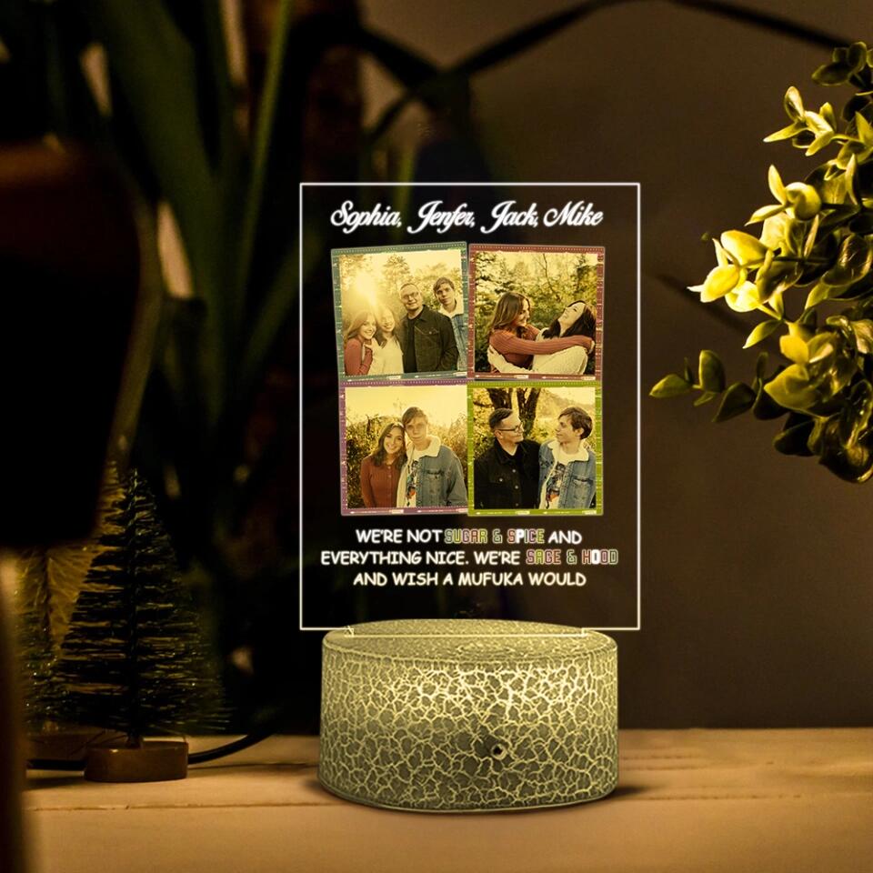 We're not Sugar & Spice and Everything Nice - Personalized Photo Printed Night Light - Gift For Best Friend