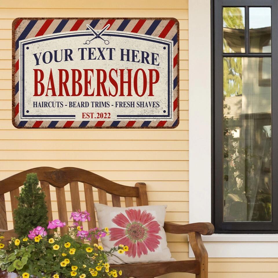 Barbershop Sign Haircuts Beard Trims Fresh Shaves Metal Sign Gift for Hairdresser