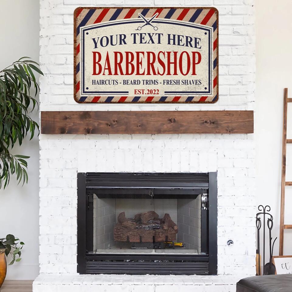 Barbershop Sign Haircuts Beard Trims Fresh Shaves Metal Sign Gift for Hairdresser