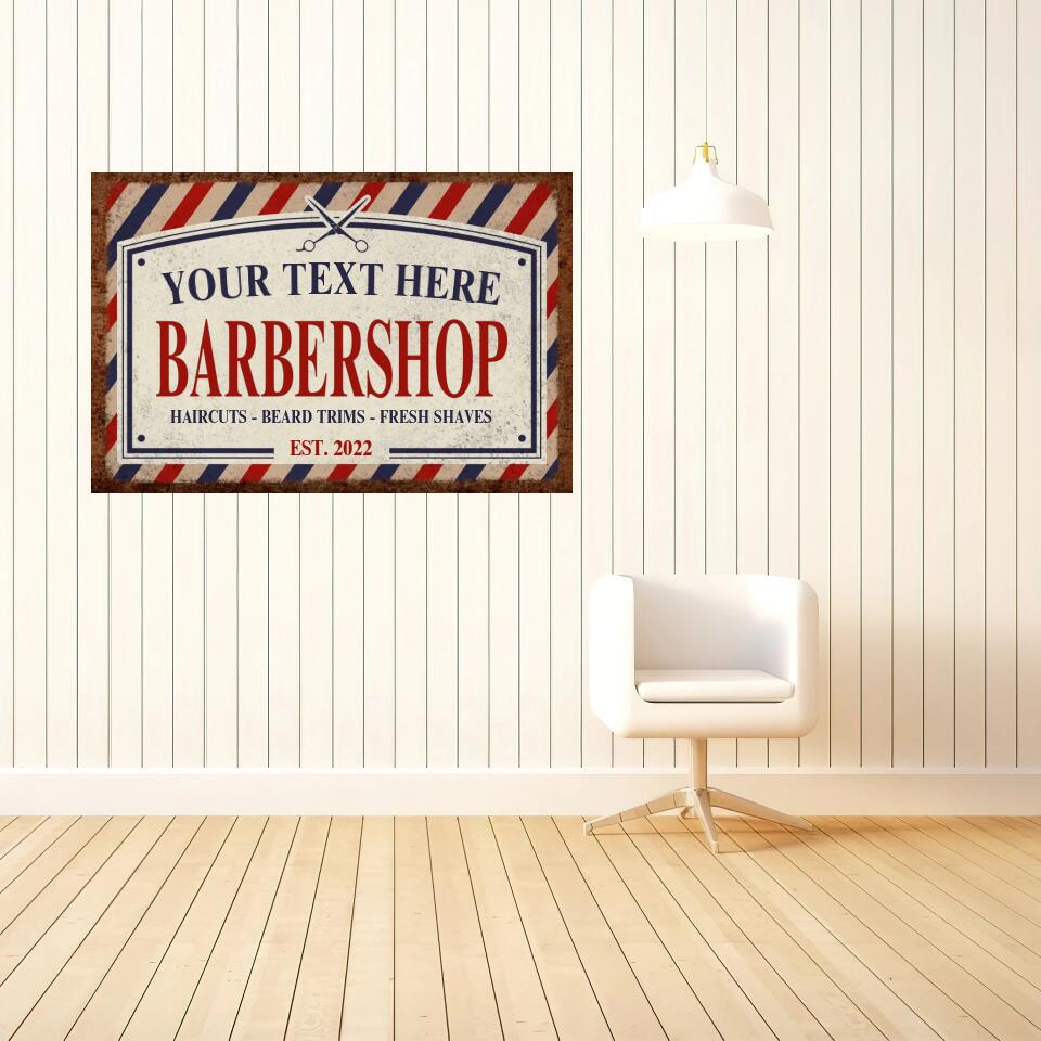 Barbershop Sign Haircuts Beard Trims Fresh Shaves Metal Sign Gift for Hairdresser