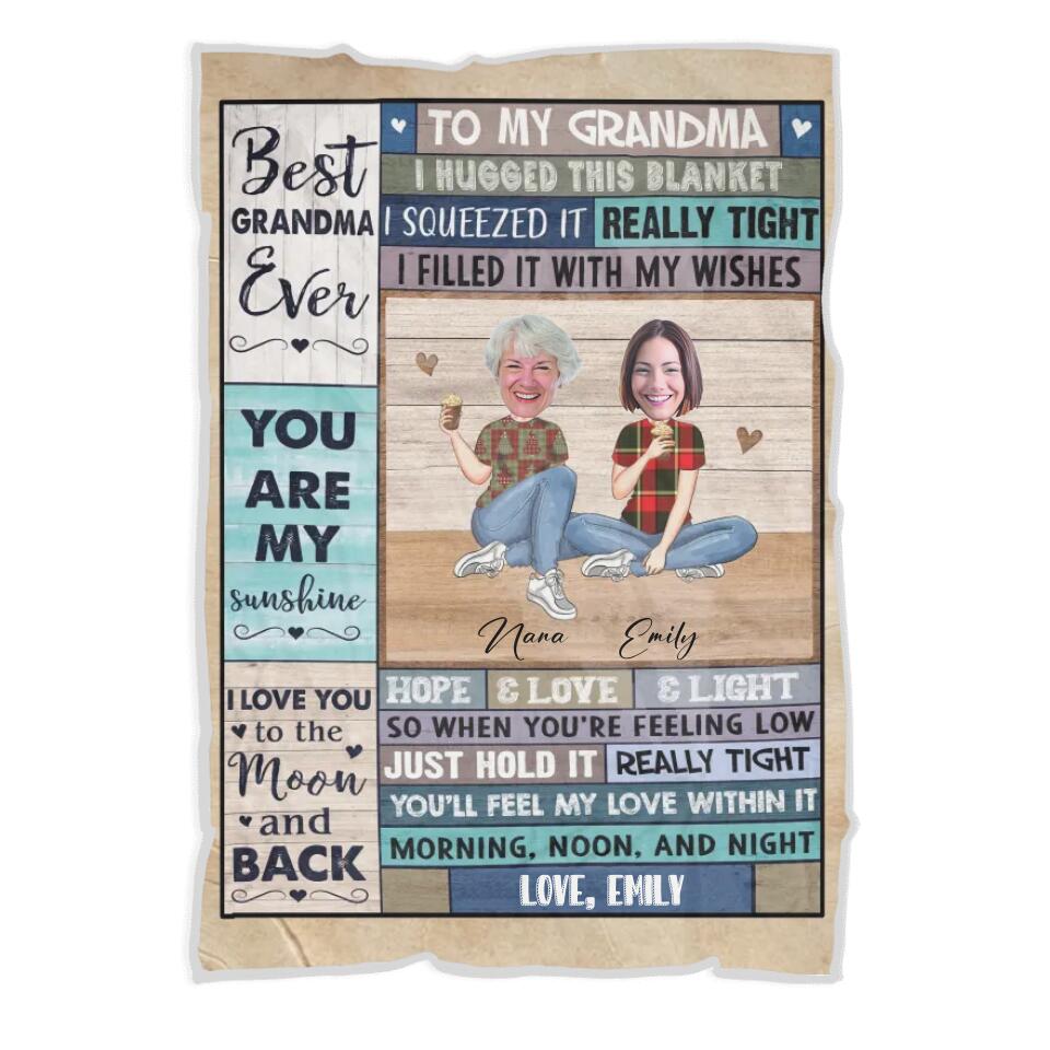 To My Grandma Best Grandma Ever - Personalized Upload Photo Blanket - Best Gift For Grandma From Granddaughter Anniversary Gift - 212IHNVSBL909