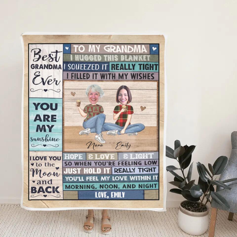 To My Grandma Best Grandma Ever - Personalized Upload Photo Blanket - Best Gift For Grandma From Granddaughter Anniversary Gift - 212IHNVSBL909