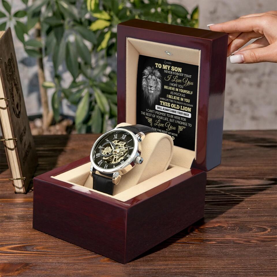 Lion To My Son Watch - Never Forget That I Love You Believe in Yourself - Personalized Luxury Men's Watch