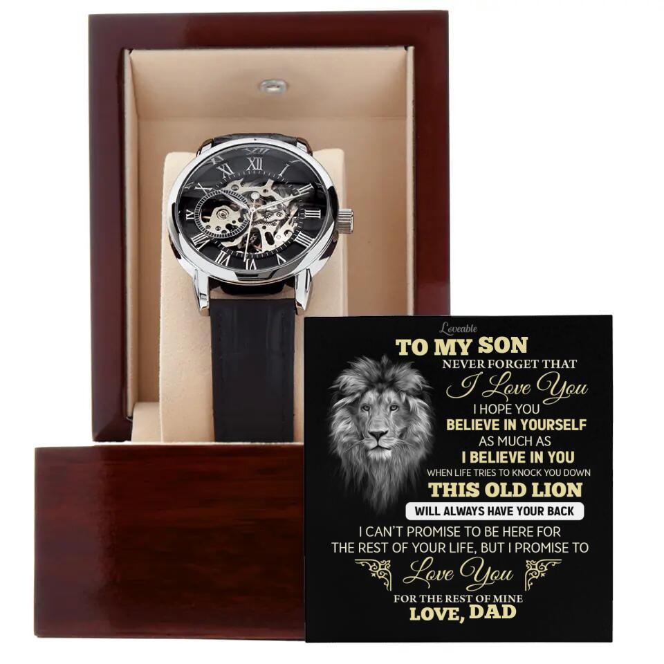 Lion To My Son Watch - Never Forget That I Love You Believe in Yourself - Personalized Luxury Men's Watch - Best Meaningful Gifts for Adult Son Nephew Fiance Dad Grandpa - 212ICNBNJE342