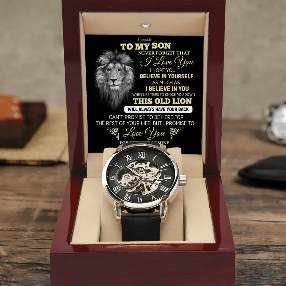 Lion To My Son Watch - Never Forget That I Love You Believe in Yourself - Personalized Luxury Men's Watch - Best Meaningful Gifts for Adult Son Nephew Fiance Dad Grandpa - 212ICNBNJE342