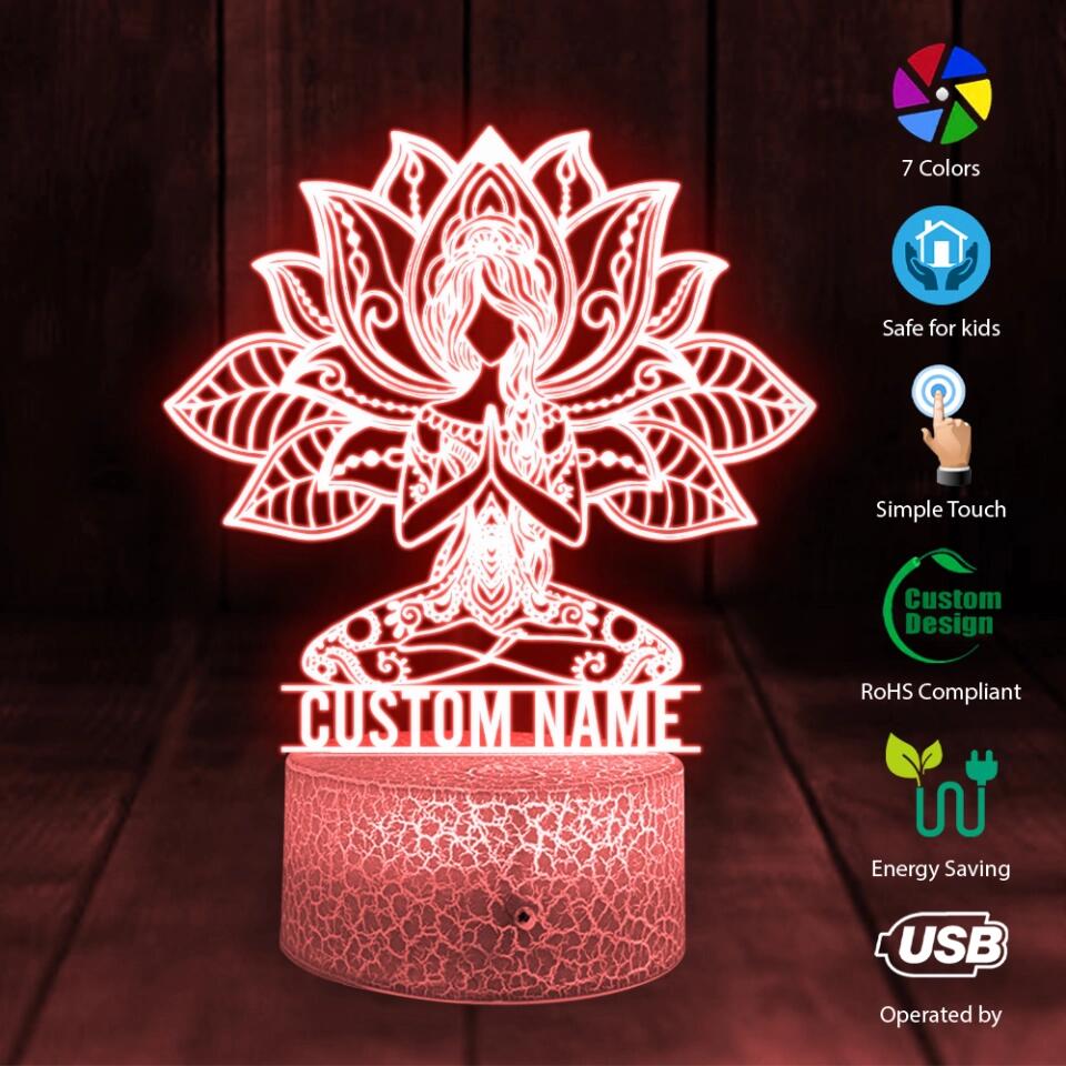 Mandala Yoga Girl, Meditation Light - Personalized 3D LED Light