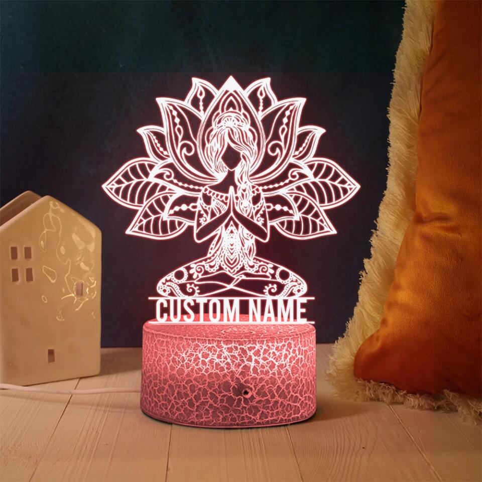 Custom Mandala Yoga Girl, Meditation Light - LED Light Personalized Namaste Name Home Decor Yoga Room Decoration - Xmas Gift - 212IHNVSLL953