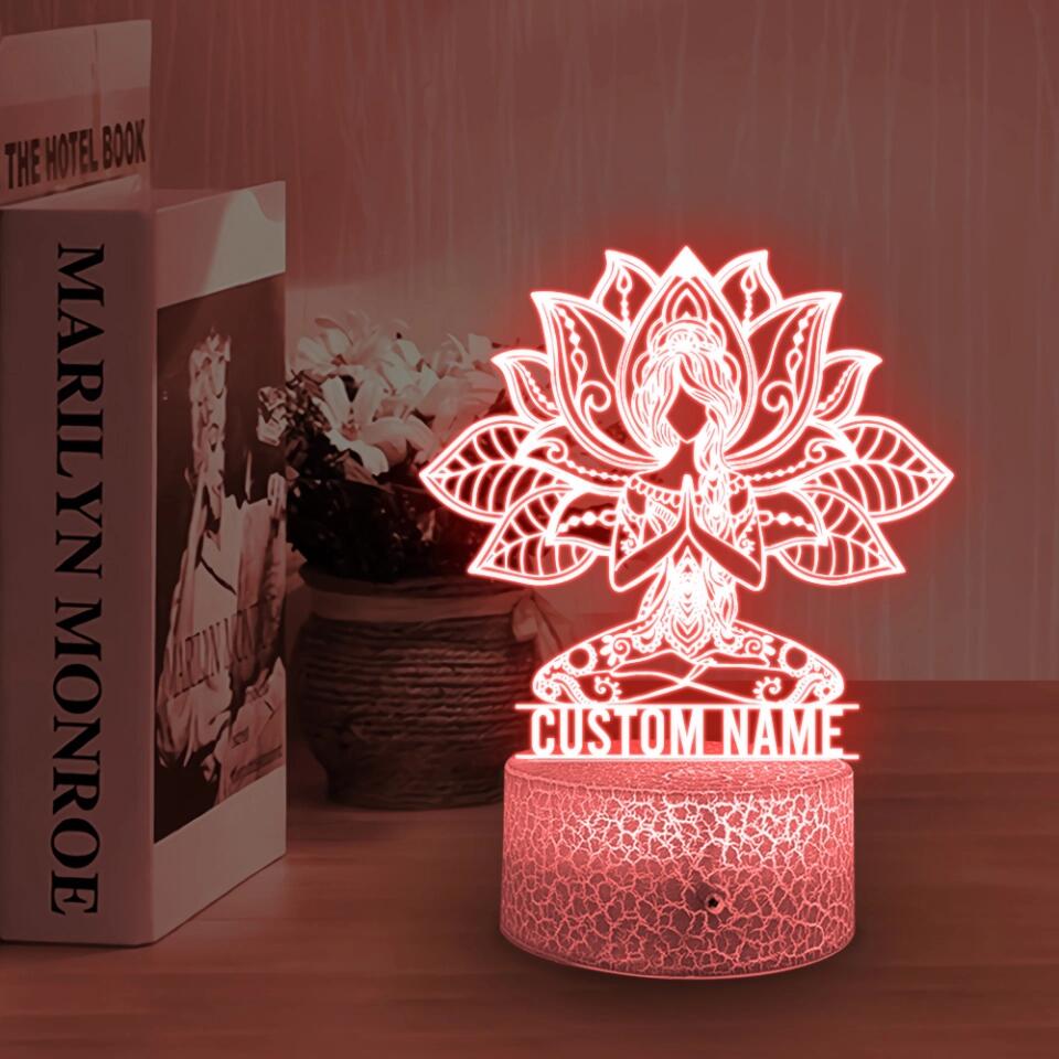 Mandala Yoga Girl, Meditation Light - Personalized 3D LED Light