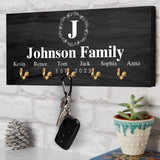 Personalized Monogram Letter & Family Name - Key Holder Hanger - Wooden Sign - Best Gifts for Dad Mom Her Him Grandparent - Valentine Gift for Husband Wife - 212ICNNPKH359