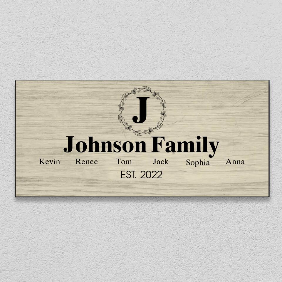 Personalized Monogram Letter & Family Name - Key Holder Hanger - Wooden Sign