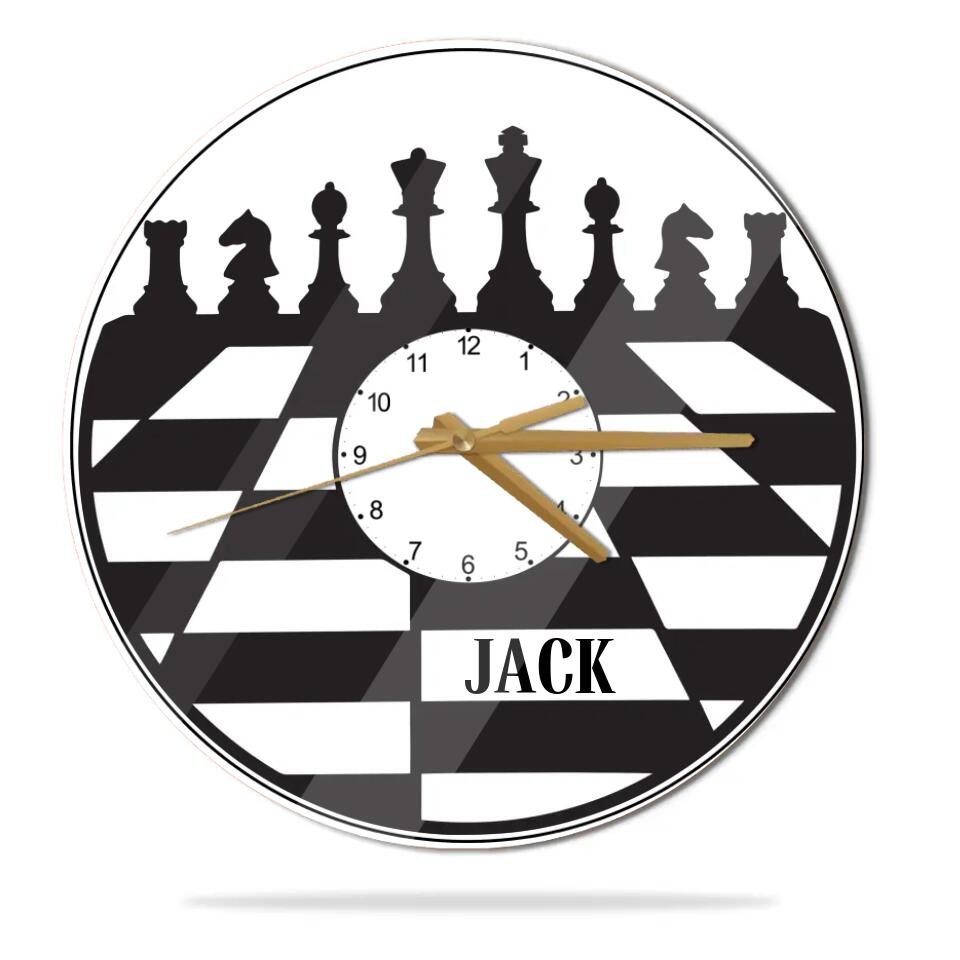 CHESS BOARD - Wall Art - Wooden/Acrylic Wall Clock -  Best Men Gifts - Birthday Gifts for Chess Lover - Wall Hanging - Men Cave Gifts - Housewarming Gifts - 212ICNVSWC378