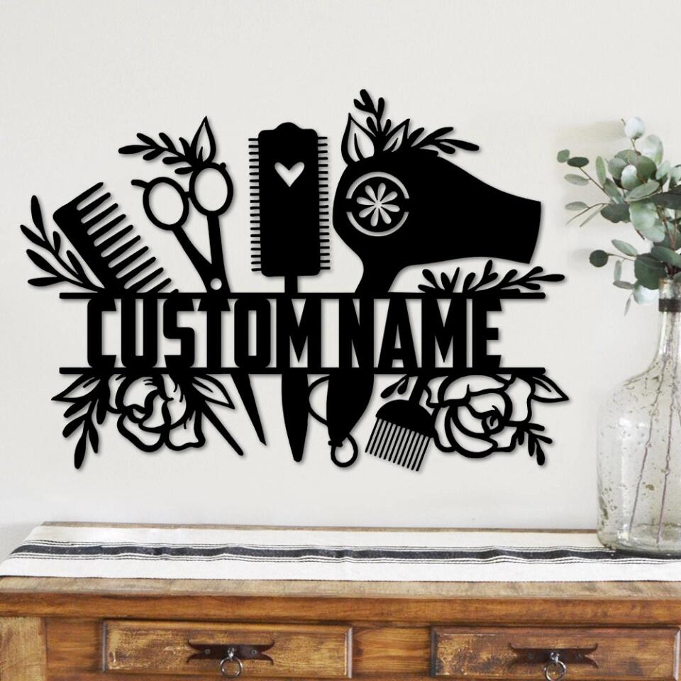Barbershop Sign - Personalized Cut Metal Sign - Custom Name/Shop Name - Wall Sign Wall Hanging - Barbershop Open Sign - Business Sign - Gift for Barber - 212ICNLNMT365