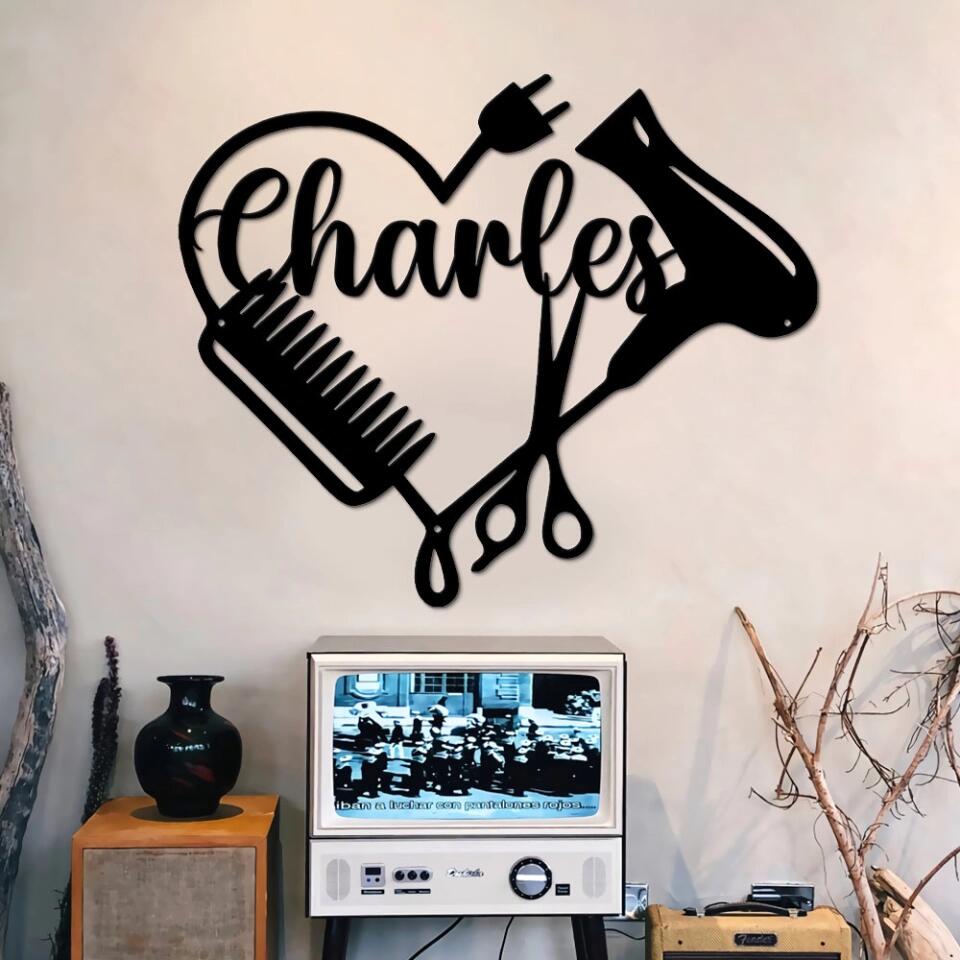 Barbershop Sign - Personalized Cut Metal Sign - Custom Name - Gift for Barber