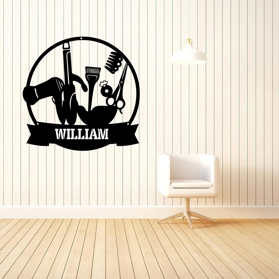 Barbershop Sign - Personalized Cut Metal Sign - Custom Name - Gift for Barber