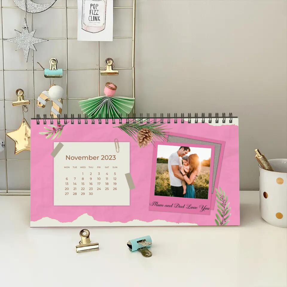 Desk Calendar 2023 - Custom Photo and Message - Best Gift For Family 2023 - Best Birthday New Year Gift for Mom Dad Grandparents on New Year 2023 - 212IHPNPDC609