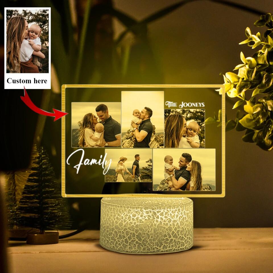 Multi Photo Frame Personalized Night Light - Gift For Couple, Family