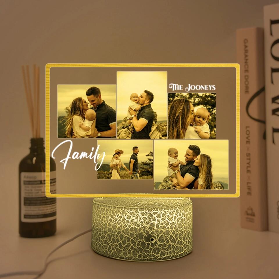 Multi Photo Frame Personalized Night Light - Gift For Couple, Family
