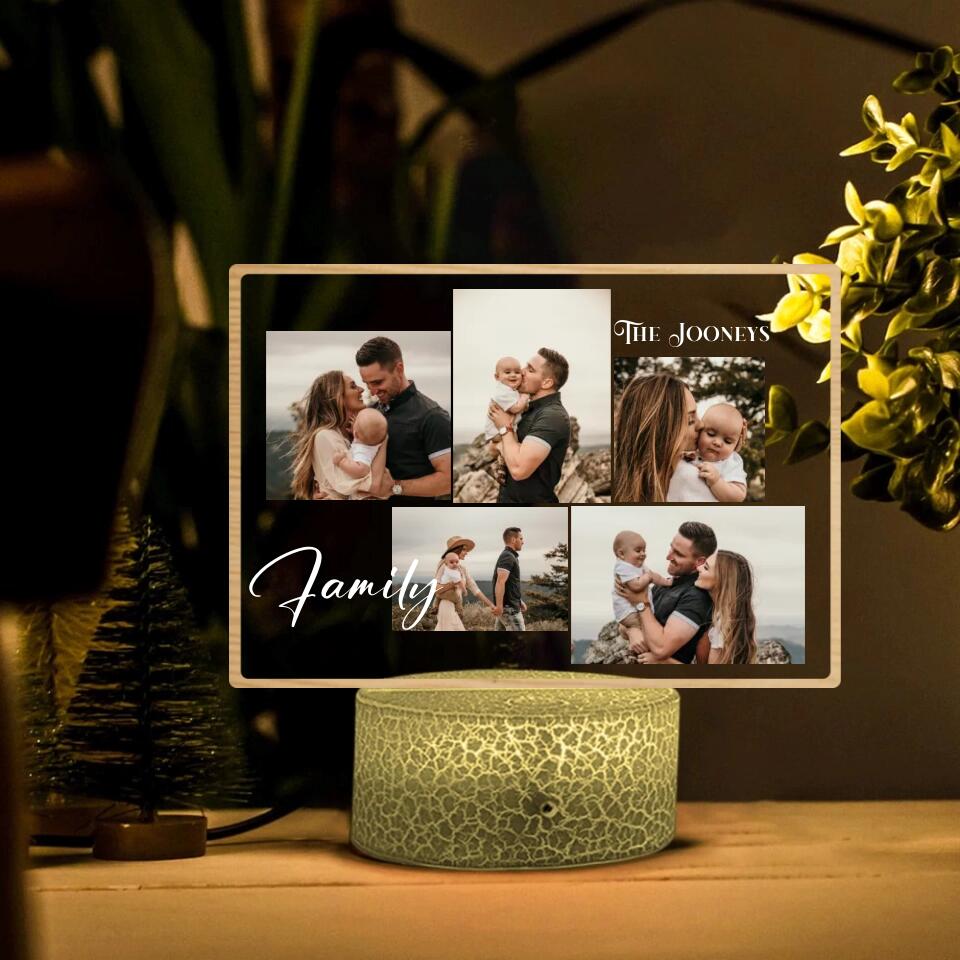 Multi Photo Frame Personalized Night Light - Gift For Couple, Family