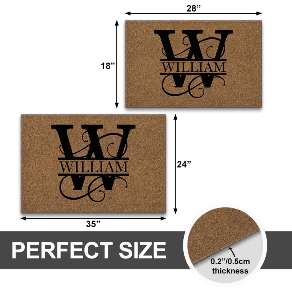 Custom Name Letter Monogram Doormat - House Warming Present Idea - Birthday Gifts