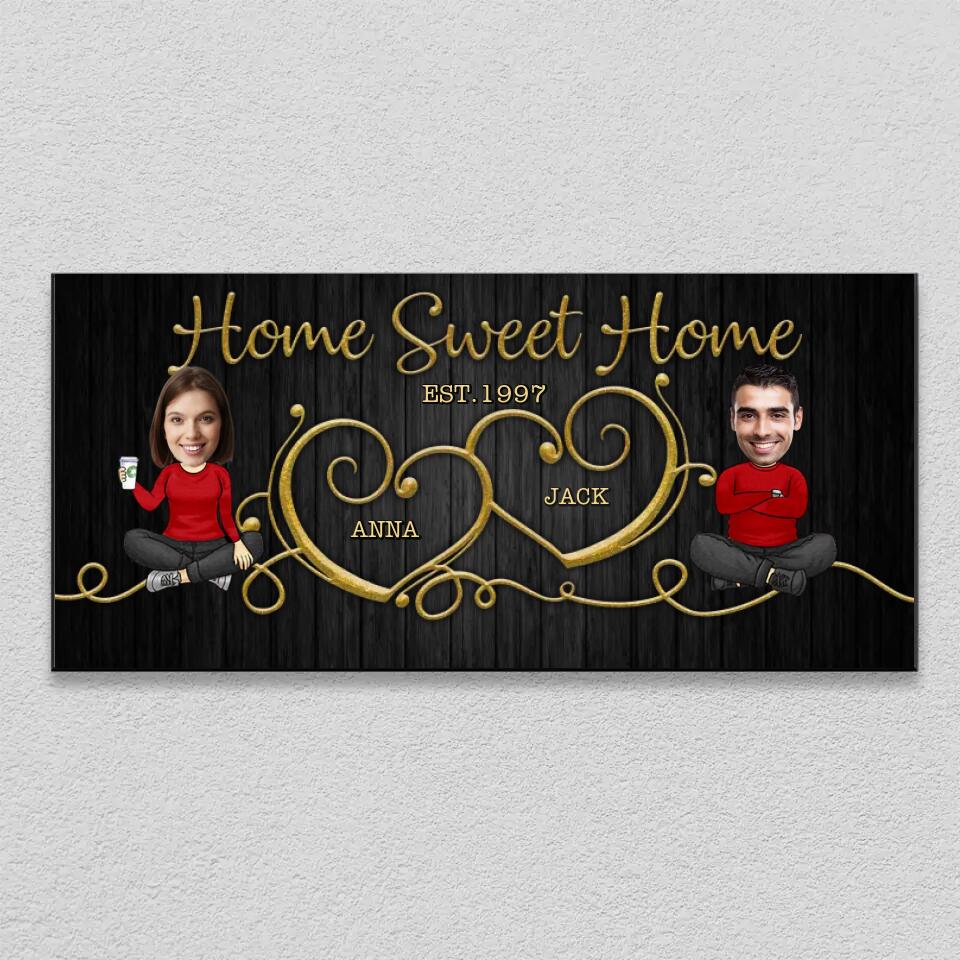 Custom Face Home Sweet Home - Personalized Wooden Key Holder Hanger Wall Art Home Decor - Best Gift for Couple Wife Husband Wedding Gifts New Home Gifts - 212IHPNPKH607