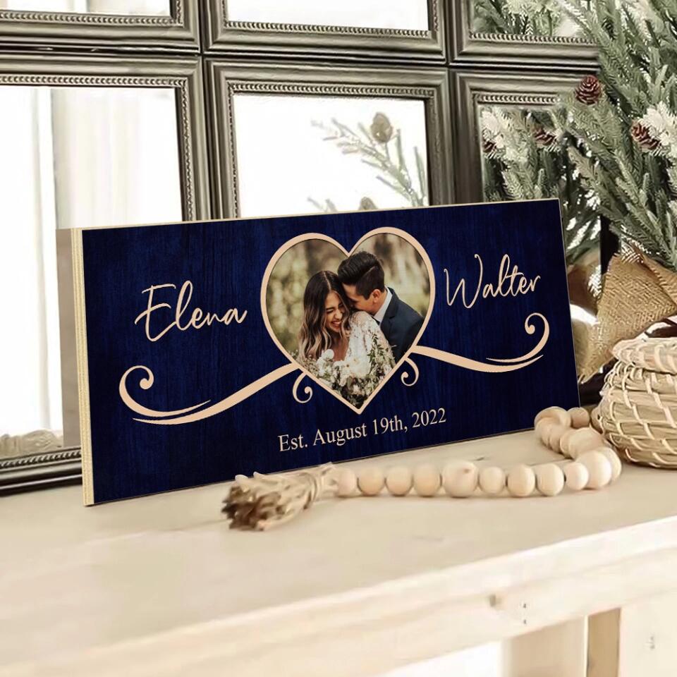 Couple Wooden Sign Rustic Home Decor Anniversary Gift Personalized Key Holder