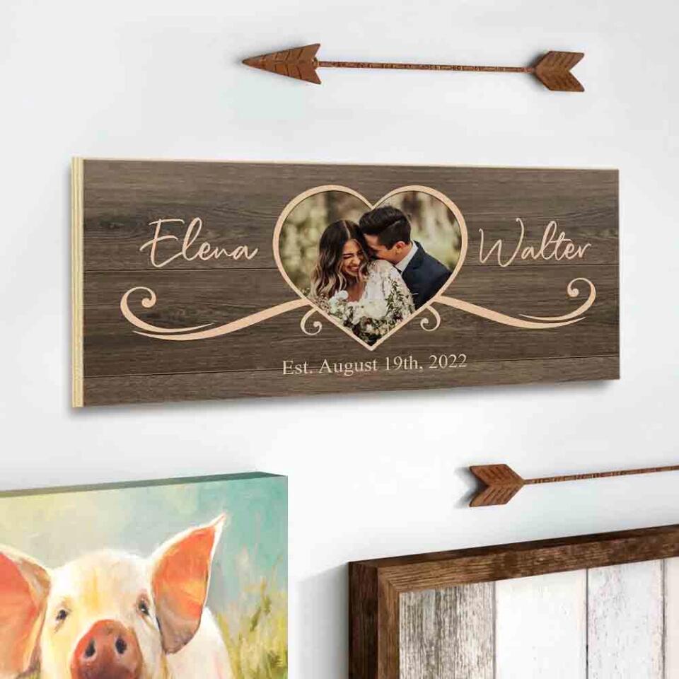 Couple Wooden Sign Rustic Home Decor Anniversary Gift Personalized Key Holder