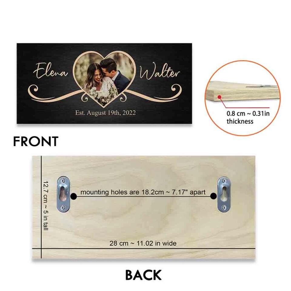 Couple Wooden Sign Rustic Home Decor Anniversary Gift Personalized Key Holder