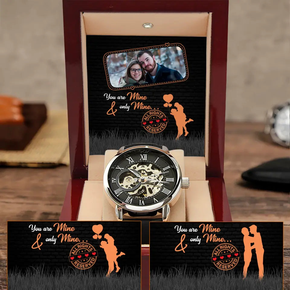 You are Mine Envelope Style - Personalized Photo - Custom Watch - Men's Luxury Watch - Valentine Anniversary Gift for Him - for Husband - 212ICNNPWA326