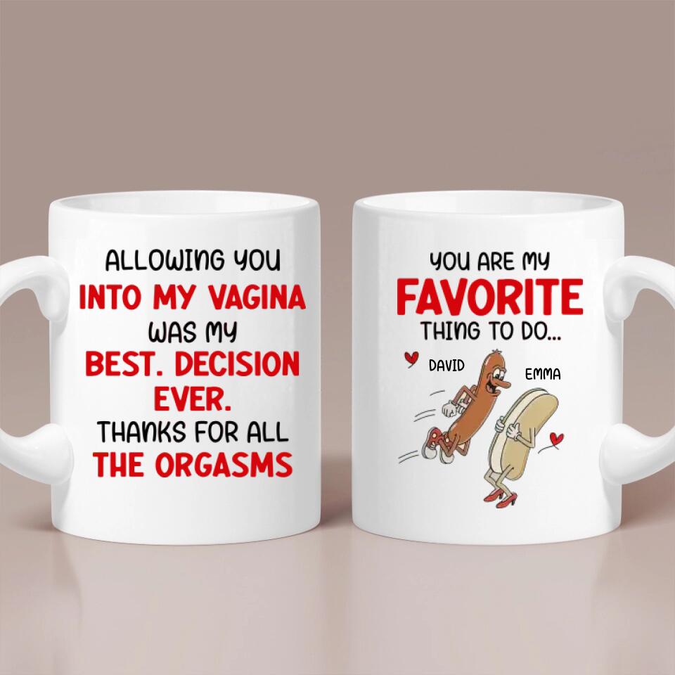Hot Dog You Are My Favorite Thing To Do, Personalized Name Couple Mug, Funny Gift For Your Love