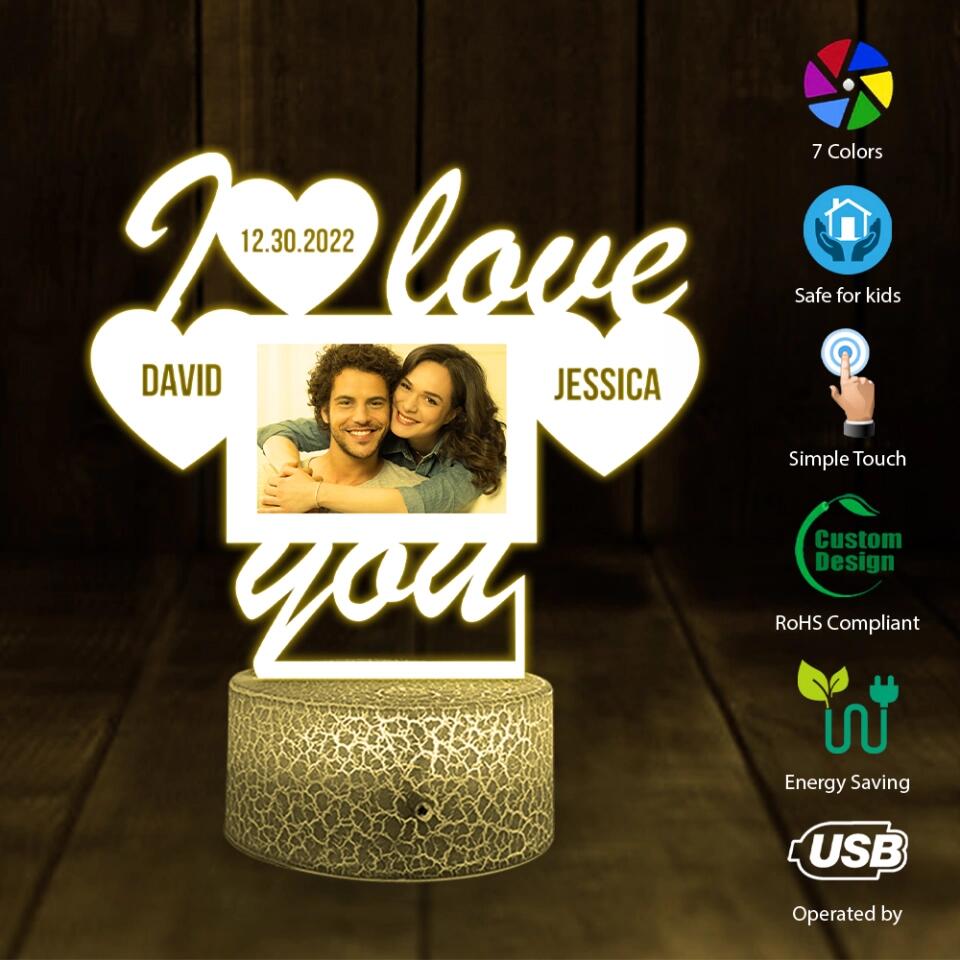 Personalized Valentine Gifts - I Love You - Personalized Upload Photo Printed Night Light - Gift For Couple On Valentine